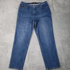 Women's Blue Tapered Mid-Wash High-Rise Jeans